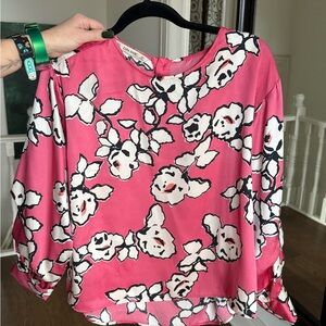 Zara Hot Pink Floral Print Blouse